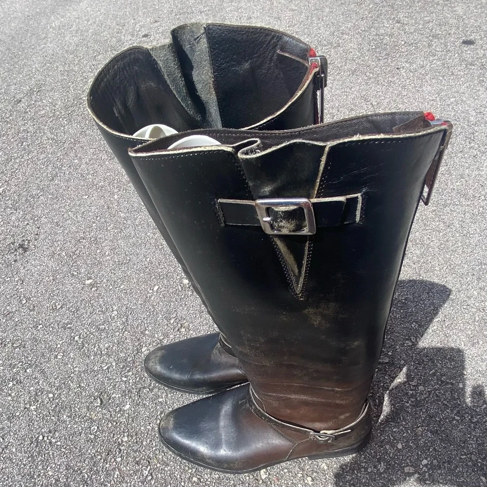 Golden Goose Burnished Black Leather Riding Boots Size 39 8.5 - Picture 4 of 8